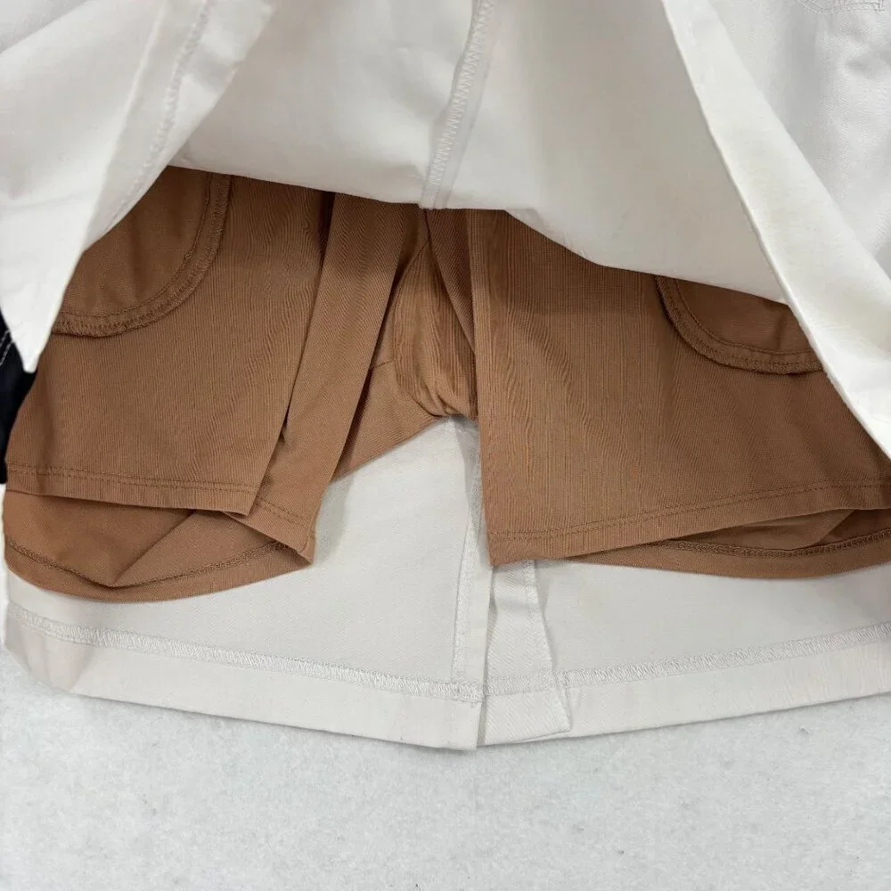 Tail Tech Golf Skort Size 8 White Black Skirt Built In Shorts Pockets‎ Stretch